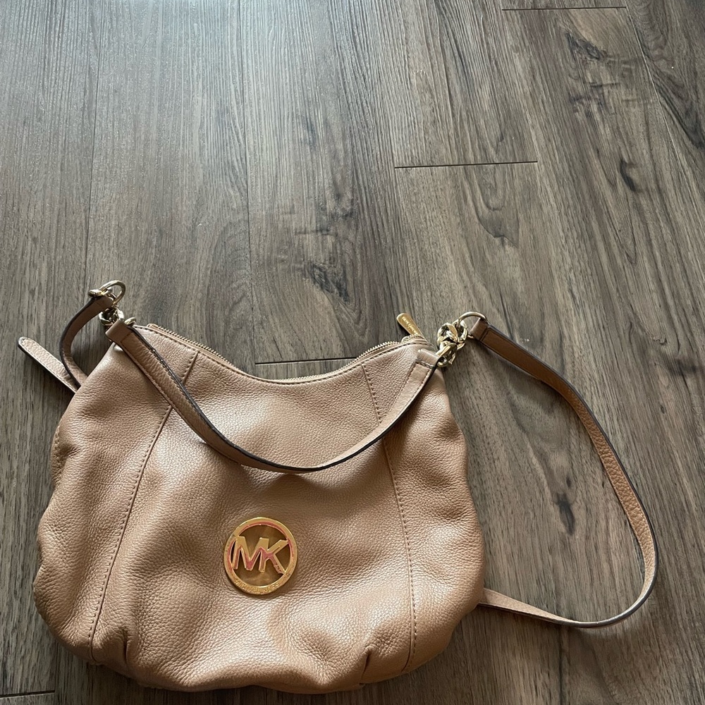 Michael Kors Tan Shoulder Bag with Gold Logo